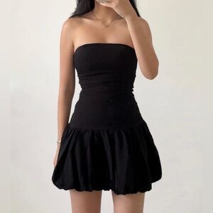 Princess Polly New GLAMOUR GIRL STRAPLESS BUBBLE HEM MINI DRESS BLACK